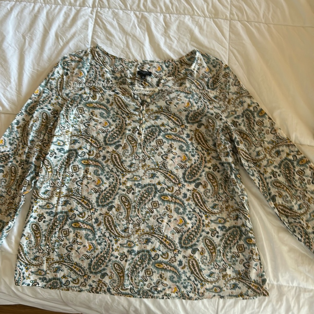 Talbots Petite Paisley Cotton Top L